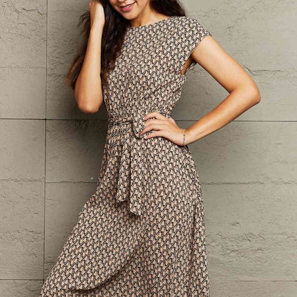 Round Neck Tie Waist Dress - Vickie Lynn's