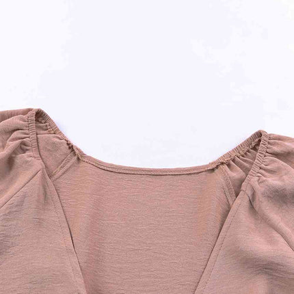 Tied Flounce Sleeve Plunge Romper