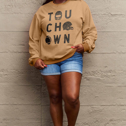 Simply Love Full Size TOUCHDOWN Long Sleeve Sweatshirt