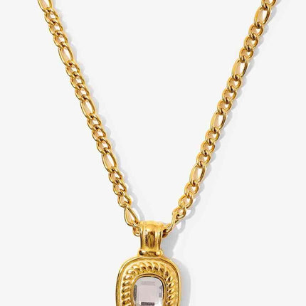 18K Gold Plated Inlaid Rhinestone Pendant Necklace