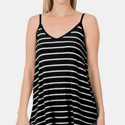 Zenana Striped V-Neck Curved Hem Cami