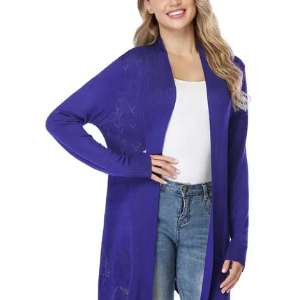 Cárdigan largo calado de punto para mujer 