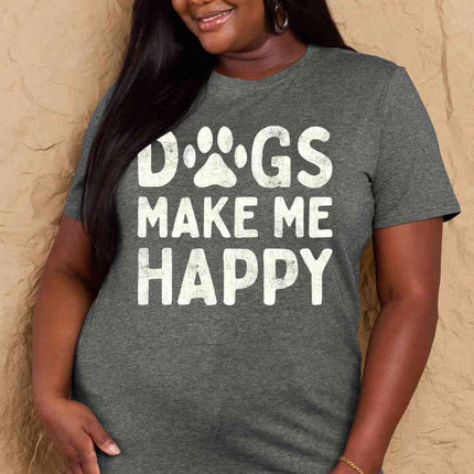 Simply Love Full Size DOGS MAKE ME HAPPY Graphic Cotton T-Shirt