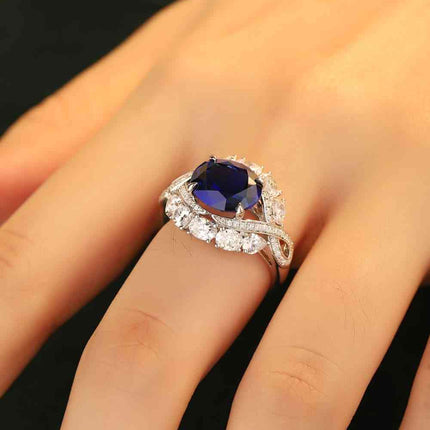 5 Carat Lab-Grown Sapphire Platinum-Plated Ring