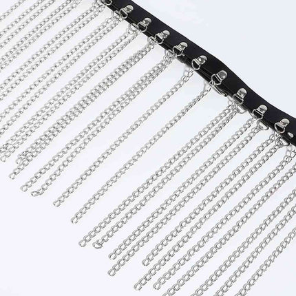 Fringed Chain PU Leather Belt