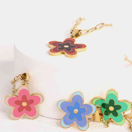 Flower Pendant Stainless Steel Necklace