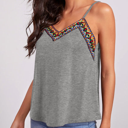 Geometric V-Neck Spaghetti Strap Cami