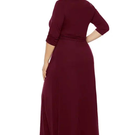 Women's Plus Size Deep V Solid Dress
