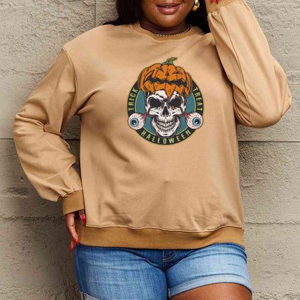Simply Love Full Size Skull Graphic Sweatshirt