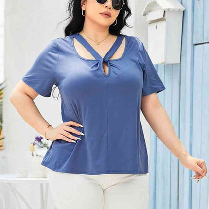 Plus Size Cutout Short Sleeve Top