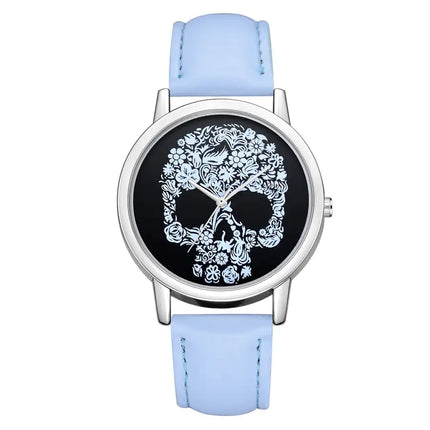 Skull Strap Head Silver Shell Casual Quartz Watch