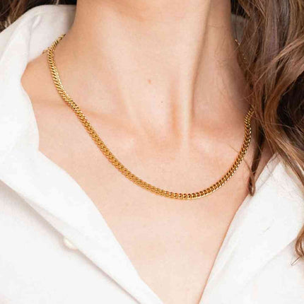 18K Gold Plated Curb Chain Necklace