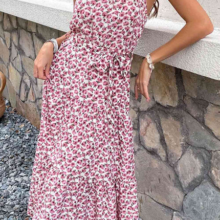 Floral Tie-Waist Tiered Dress