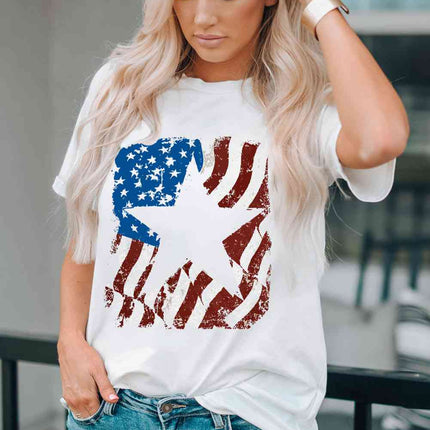 US Flag Graphic Round Neck Tee - Vickie Lynn's
