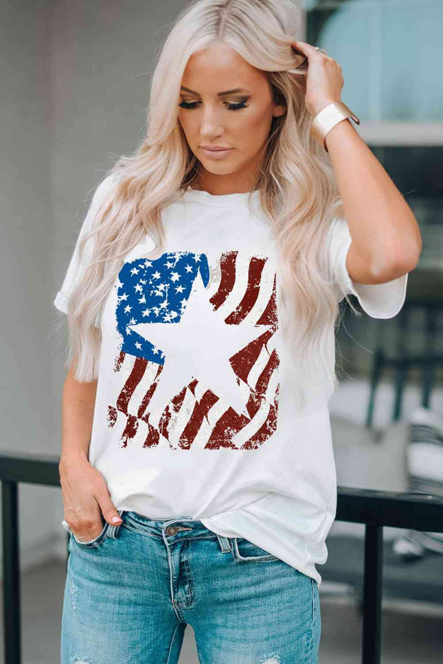 US Flag Graphic Round Neck Tee