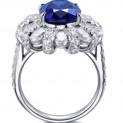 5 Carat Lab-Grown Sapphire Flower Shape Ring