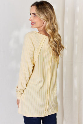 Basic Bae Full Size Ribbed Round Neck Slit T-Shirt - Vickie Lynn's
