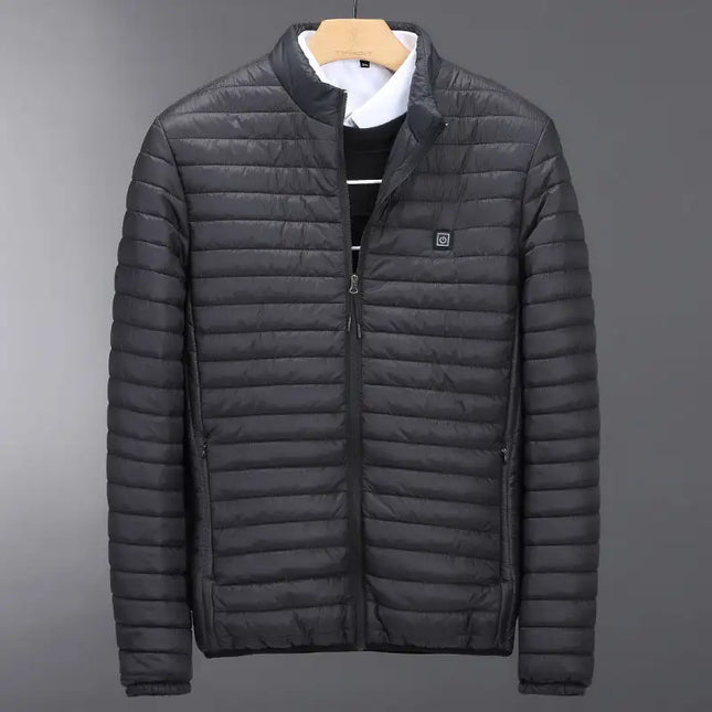 Color: Grey Stand collar, Size: 3XL - Heated cotton smart electric down jacket