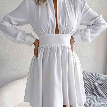 Cutout Turtleneck A-Line Mini Dress