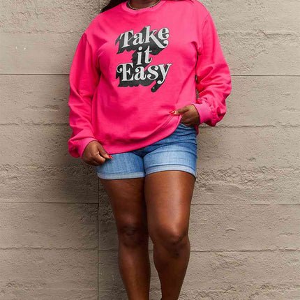 Simply Love Full Size TAKE IT EASY Graphic Sweatshirt