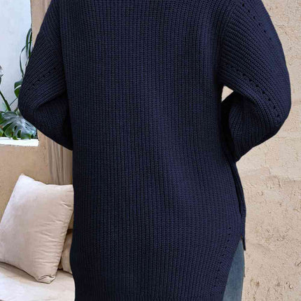 V-Neck Openwork Long Sleeve Cardigan