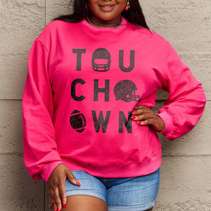 Simply Love Full Size TOUCHDOWN Long Sleeve Sweatshirt