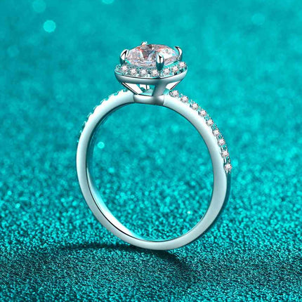 1 Carat Moissanite 925 Sterling Silver Halo Ring