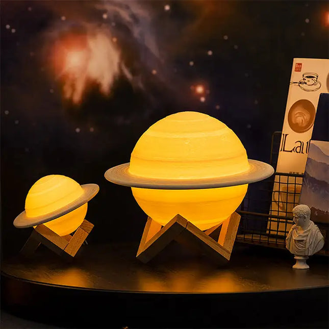 NUEVA lámpara de Saturno con impresión 3D recargable de Dropship como luz nocturna de lámpara de luna - Fuente de luz: 15 cm, color de la luz: toque 2 colores