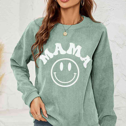Round Neck Long Sleeve MAMA Graphic Sweatshirt