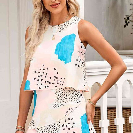 Printed Sleeveless Romper - Vickie Lynn's
