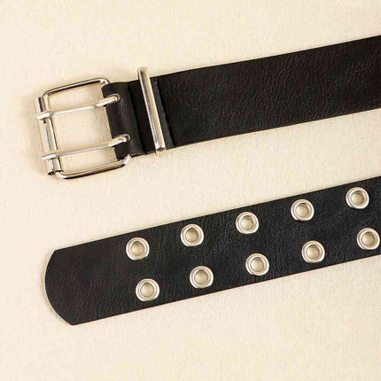 PU Leather Two Row Eyelet Belt