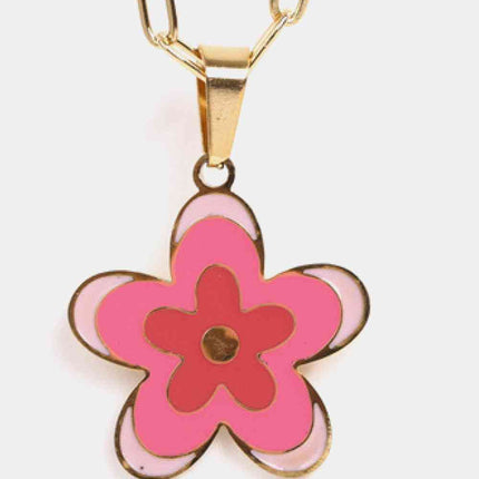 Flower Pendant Stainless Steel Necklace