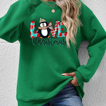LIVE CHRISTMAS Drop Shoulder Round Neck Sweatshirt