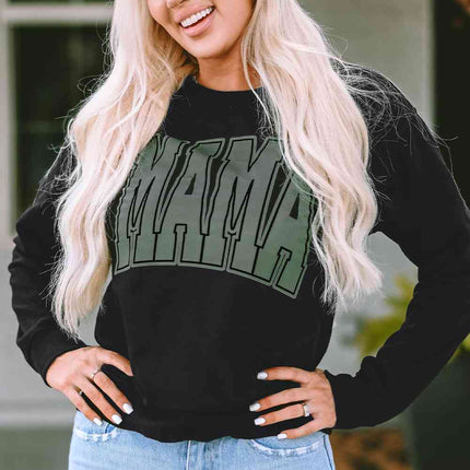 Round Neck Long Sleeve MAMA Graphic Sweatshirt