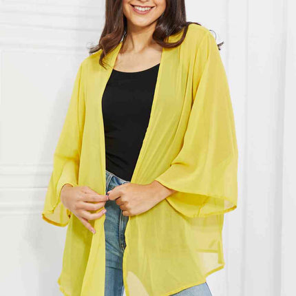 Melody Just Breathe Full Size Chiffon Kimono in Yellow