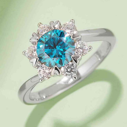 1 Carat Moissanite 925 Sterling Silver Cluster Ring