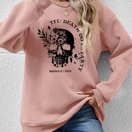 Graphic Round Neck Dropped Shoulder Sweatshirt