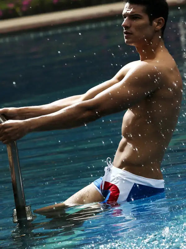 Bañador tipo bóxer con paneles en contraste de moda para hombre 