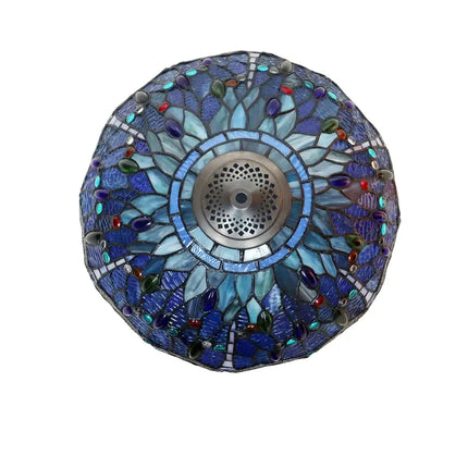 Dragonfly design 3 light Tiffany-style double lit table lamp