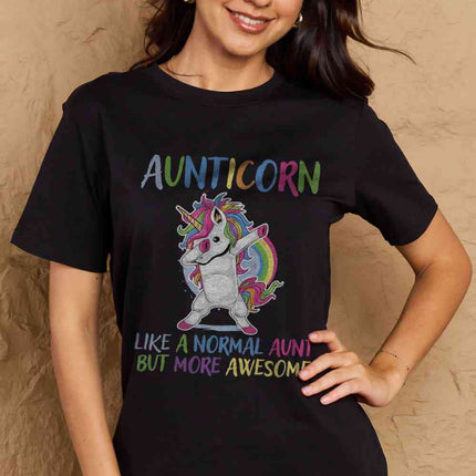 Simply Love Full Size AUNTICORN LIKE A NORMAL AUNT BUT MORE AWESOME Graphic Cotton Tee