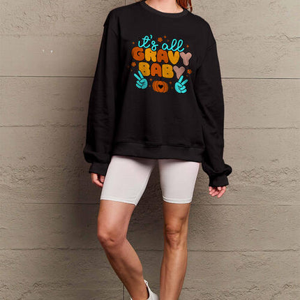 Simply Love Full Size IT'S ALL GRAVY BABY Long Sleeve Sweatshirt