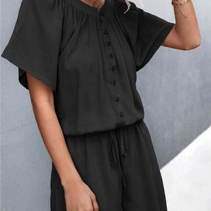 Buttoned Gather Detail Romper