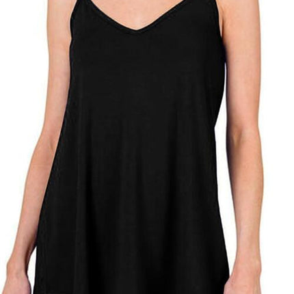 Full Size Spaghetti Strap V-Neck Flowy Tunic Cami