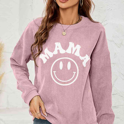 Round Neck Long Sleeve MAMA Graphic Sweatshirt