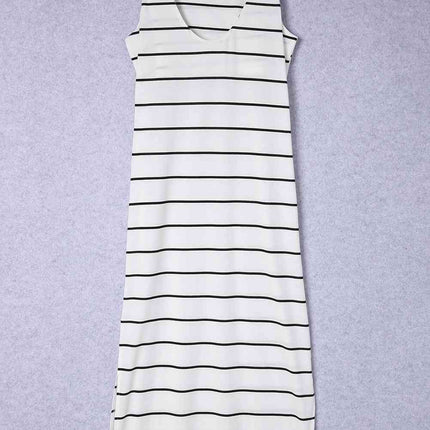 Striped Slit Sleeveless Maxi Dress