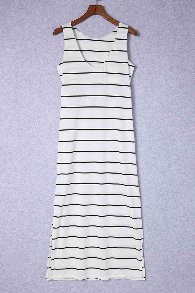 Striped Slit Sleeveless Maxi Dress - Vickie Lynn's