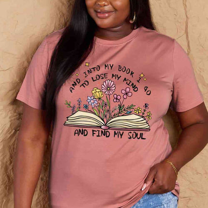 Simply Love Full Size Book & Flower Graphic Cotton Tee