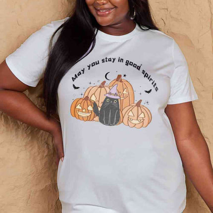 Simply Love Full Size MAY YOU STAY IN GOOD SPIRITS Graphic Cotton T-Shirt