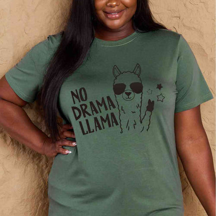 Simply Love Full Size NO DRAMA LLAMA Graphic Cotton Tee