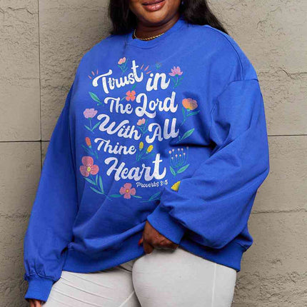 Simply Love Full Size Flower Slogan Graphic Sweatshirt